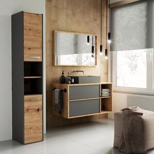 Riano MIX S30 fürdőszoba szekrény, 170x30x30 cm, antracit-tölgy