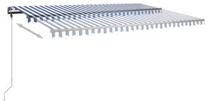 VidaXL kék-fehér kézzel kihúzható póznás napellenző 500 x 300 cm