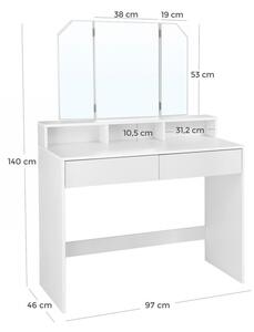 Fésülködőasztal / sminkasztal - összecsukható tükörrel - 97 cm