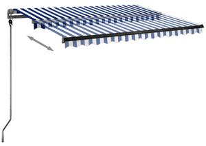 VidaXL kék/fehér automata szélérzékelős és LED-es napellenző 300x250cm