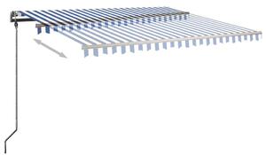 VidaXL kék-fehér kézzel kihúzható póznás napellenző 450 x 300 cm