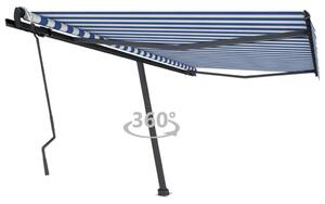 VidaXL kék-fehér kézzel kihúzható póznás napellenző 450 x 300 cm