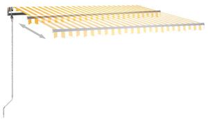 VidaXL sárga és fehér kézzel kihúzható LED-es napellenző 450 x 300 cm