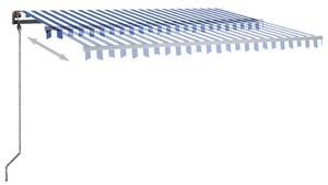 VidaXL kék és fehér kézzel kihúzható LED-es napellenző 450 x 300 cm