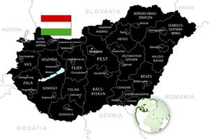 Kép stílusos fekete Magyarország térkép