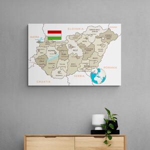 Parafa kép izléses bézs színű Magyarország térképe