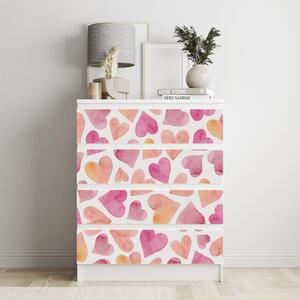 IKEA MALM bútormatrica - rózsaszín és narancssárga szívek