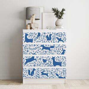 IKEA MALM bútormatrica - kék erdei állatok