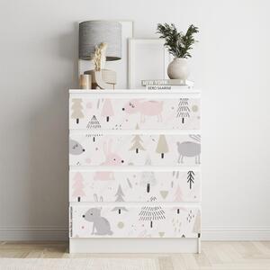 IKEA MALM bútormatrica - rózsaszínű nyulak