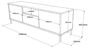 TV asztal/szekrény Ladislava 2 (ezüst + fekete). 1072485