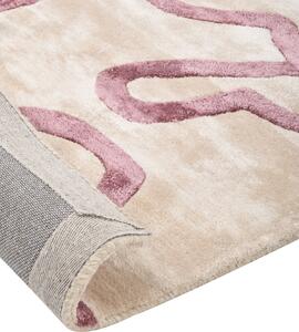 Bézs és rózsaszín viszkóz absztrakt mintás szőnyeg 160 x 230 cm KAPPAR