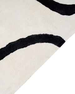 Fehér és fekete viszkóz absztrakt mintás szőnyeg 160 x 230 cm KAPPAR