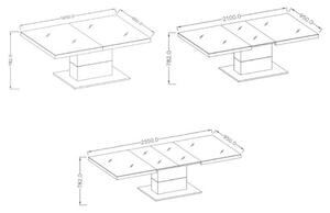 Asztal Austin 282, Antracit, Fényes antracit, 78.2x95x165cm, Hosszabbíthatóság, Edzett üveg, Laminált forgácslap