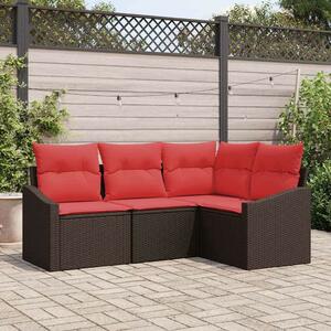 VidaXL Kanapé Szett 4 db Barna polirattan