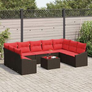 VidaXL Kanapé Szett 10 db Barna polirattan