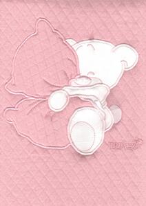 Trimex pamut babapléd - púderrózsaszín ölelő maci