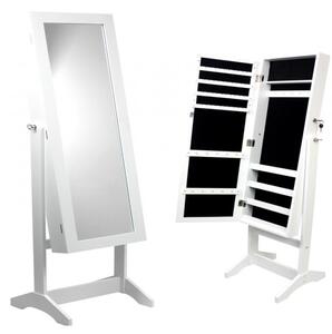 Tükrös ékszertartó szekrény 119,5 x 35 x 8,7 cm - fehér