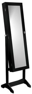 Tükrös ékszertartó szekrény 41,5 x 36,5 x 147 cm - fekete