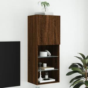 Barna tölgyszínű TV-szekrény LED lámpákkal 40,5 x 30 x 102 cm
