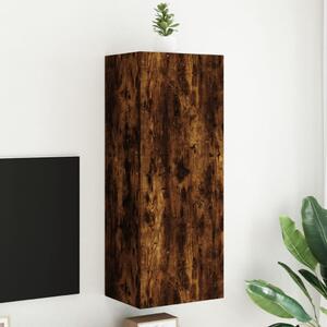 Füstös tölgy színű szerelt fa fali TV-szekrény 40,5x30x102 cm