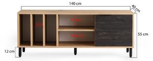 TV asztal/szekrény Cesar (tölgy + sötétbarna). 1072655