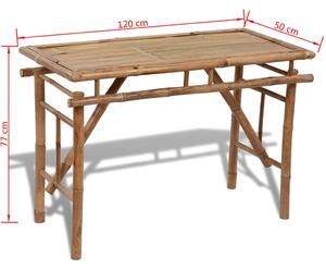 VidaXL összecsukható bambusz kerti asztal 120 x 50 x 77 cm