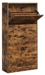 Cipőtároló szekrény 3 ajtóval, rusztikus barna 60x24x120cm
