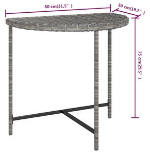 VidaXL szürke polyrattan kerti asztal 80 x 50 x 75 cm
