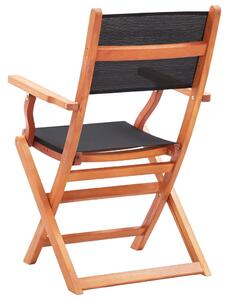 VidaXL 6 db fekete tömör eukaliptuszfa és textilén összecsukható szék