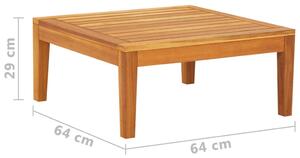 VidaXL tömör akácfa kerti asztal 64 x 64 x 29 cm