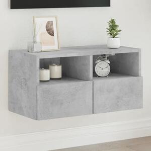 Betonszürke szerelt fa fali TV-szekrény 60 x 30 x 30 cm
