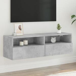Betonszürke szerelt fa fali TV-szekrény 100 x 30 x 30 cm