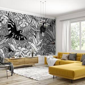 Fotótapéta - Fekete-fehér dzsungel (147x102 cm)