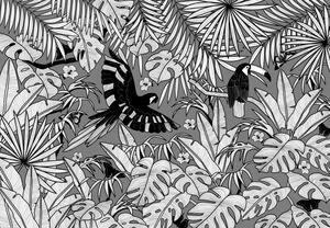 Fotótapéta - Fekete-fehér dzsungel (147x102 cm)