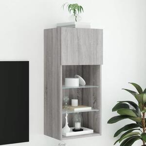 Szürke sonoma színű TV-szekrény LED-lámpákkal 40,5x30x90 cm