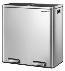 Szelektív szemeteskuka 2x30L, ezüst