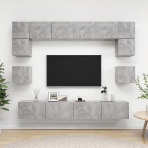 8 részes betonszürke forgácslap TV-szekrényszett