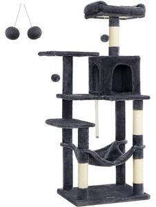 Macska kaparófa, többszintes macskatorony, szürke 55x45x143cm