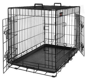 Kutyaketrec, kutyabox két ajtóval L, fekete 92x57x64cm