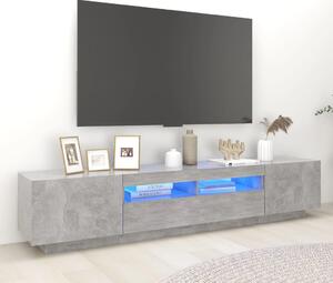 Betonszürke TV-szekrény LED-lámpákkal 200 x 35 x 40 cm