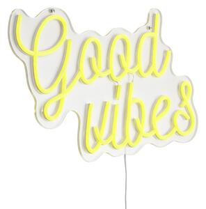 Neon fali lámpa sárga LED-del - Good Vibes