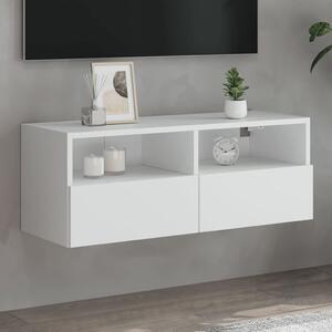 Fehér szerelt fa fali TV-szekrény 80 x 30 x 30 cm
