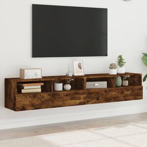 2 db füstös tölgy színű szerelt fa fali TV-szekrény 80x30x30 cm