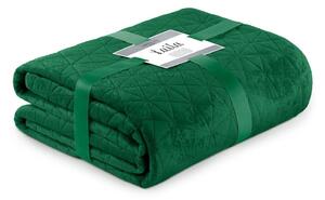 Zöld bársony steppelt ágytakaró 260x280 cm Laila – AmeliaHome