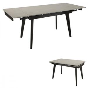 HT-450M Modern Étkezőasztal 120+30+30x80 cm, Szürke Márvány Mintázatú Kerámia Asztallappal