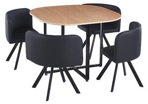 KONDELA Étkező szett 1+4, tölgy/fekete, BEVIS NEW