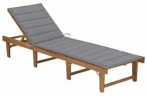 VidaXL Akácfa Napozóágy - 200cm - Szürke Párnával