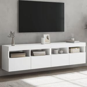 2 db fehér falra szerelhető TV-szekrény LED-del 80 x 30 x 40 cm