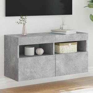 Betonszürke falra szerelhető TV-szekrény LED-del 80x30x40 cm