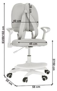 KONDELA Növekvő szék alappal és pántokkal, szürke/fehér, ANAIS